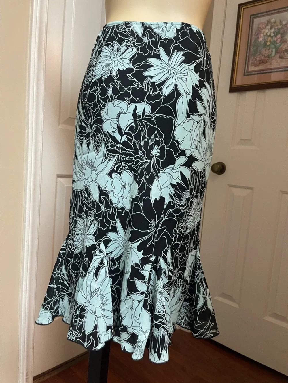 Worthington Black Maxi Skirt with Light Blue Floral Print - Picture 5 of 6